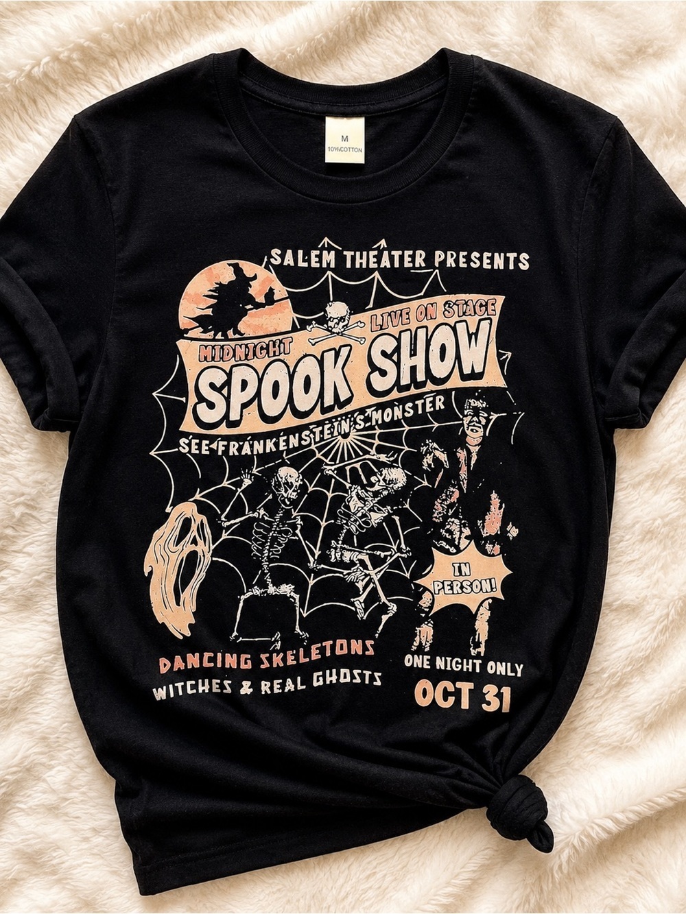 Vintage Style Salem Theater Spook Show Halloween Graphic Tee Unisex Medium